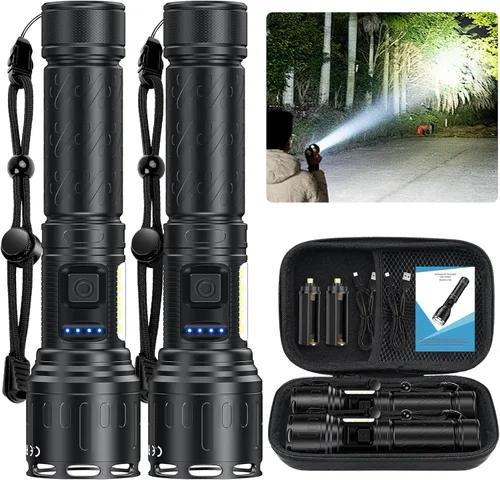Vista 8 de Linternas magnéticas recargables de alto lúmen, linterna LED superbrillante y potente de 8 modos con luz de trabajo COB, linterna impermeable