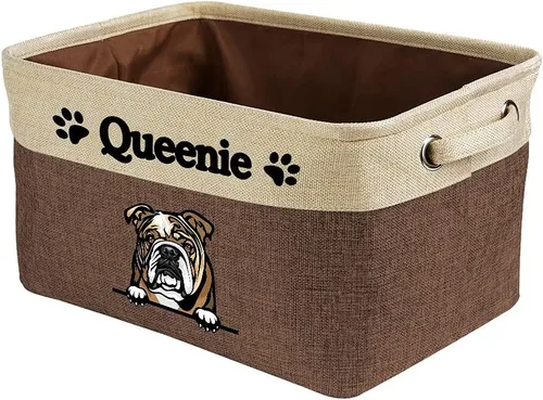Vista 9 de Cesta de almacenamiento plegable personalizada con un bonito perro Bulldog inglés, plegable, de tela resistente, cubo de almacenamiento para Gris