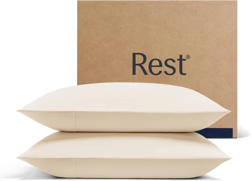 Vista 16 de REST® Evercool®+ Fundas de almohada refrescantes estándar, 2 fundas de almohada para piel sensible, tela con infusión de plata para un sueño