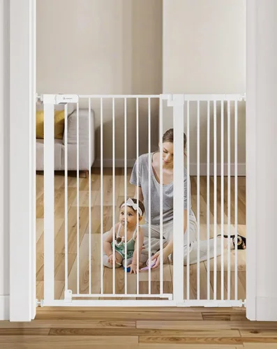 Vista 10 de COMOMY Puerta de bebé extra alta de 42 pulgadas para escaleras, se adapta a