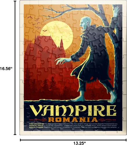 Vista 7 de MyPuzzle Mythical Creatures: Vampire (Rumania), póster vintage, rompecabezas prémium de 100 piezas para adultos
