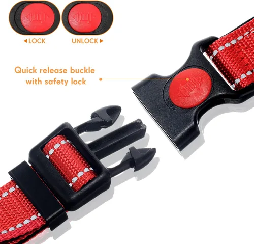 Vista 5 de Sweetude Paquete de 6 collares reflectantes para perro con hebilla de bloqueo de seguridad, suave acolchado de nailon transpirable, collar ajustable
