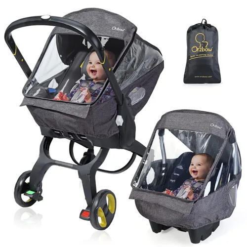 Vista 7 de Cubierta de invierno para asiento de bebé con ventana transparente, cubierta universal para asiento de coche con ventana con cremallera y Negro