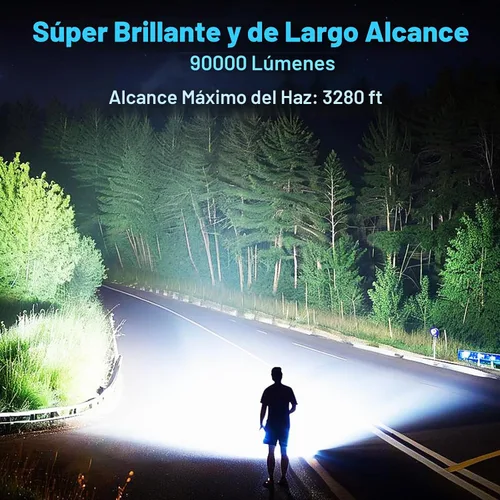 Vista 2 de KINGCAESAR - Linternas de 90,000 lúmenes altos, paquete de 2, linterna recargable ultra brillante con 7 modos de luz, luz LED con alta potencia