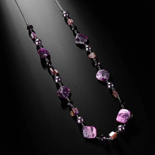 Vista 4 de Pearl & Club - Collar largo con cuentas para mujer