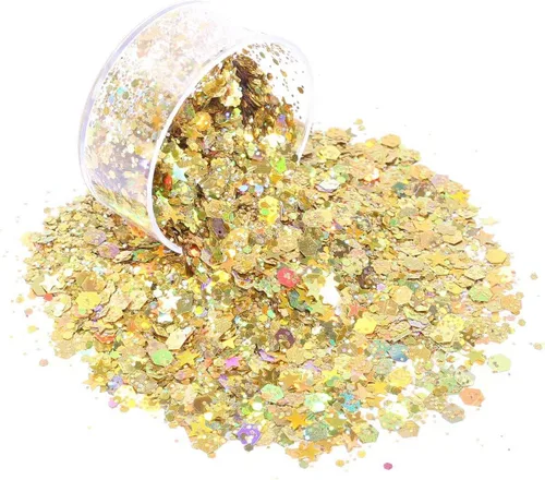 Vista 3 de Licool - Brillantina gruesa holográfica, juego de 12, purpurina artesanal para manualidades de resina, purpurina cosmética para uñas, cuerpo, cara