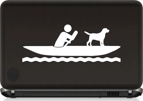 Vista 4 de Pegatina de kayak con perro para ventana de coche BG 690