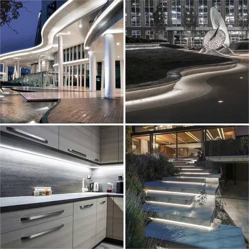 Vista 5 de LLTOP Tira de luces LED COB Impermeable IP67 DC24v Luz blanca del día 6000K 5m/16.4 pies Alto CRI 92Ra+ Tira de luces LED para exteriores Cortada