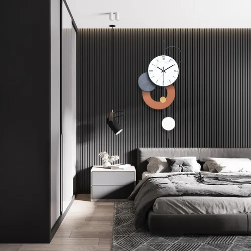 Vista 7 de SIN&MI Relojes de pared decorativos para sala de estar, grandes relojes de metal modernos que funcionan con pilas, arte de pared para el hogar