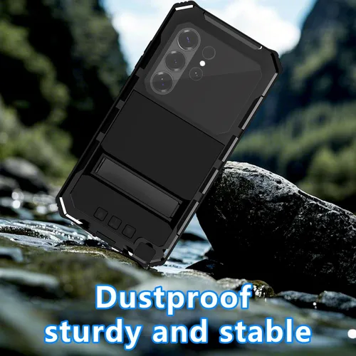 Vista 6 de Simicoo Funda de metal militar resistente compatible con Samsung Galaxy S26 Ultra protección contra caídas, cubierta de metal resistente con Negro