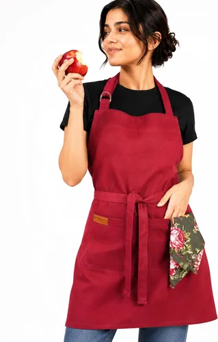 Vista 14 de Delantal de cocina 100% algodón con 2 bolsillos, delantal de chef ajustable para cocinar, hornear barbacoa, delantal unisex