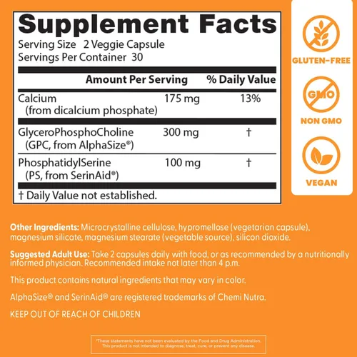 Vista 4 de Doctor's Best Natural Brain Enhancers - Suplemento de salud cerebral para apoyo de memoria y concentración, fosfatidilserina, alfa GPC y cápsulas