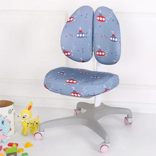 Vista 6 de Funda elástica para silla de escritorio para niños, silla de estudio para niños con respaldo hueco, funda para silla de computadora, funda giratoria