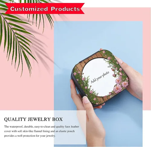 Vista 6 de SongYi Joyero de viaje personalizado, joyero personalizado con nombre y foto, organizador de joyas de viaje para mujeres, regalo para mamá, ella