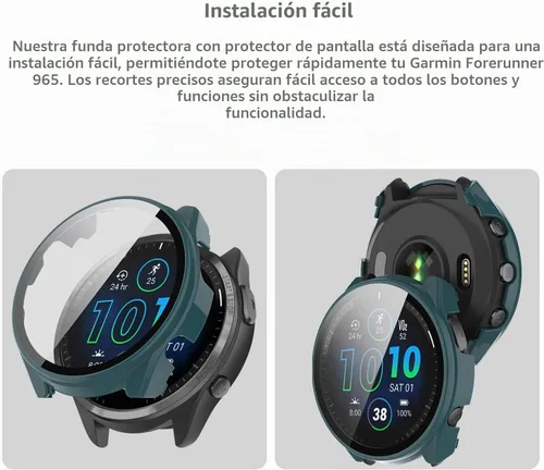 Vista 3 de [Paquete de 5] Funda compatible con Garmin Forerunner 965 con protector de pantalla de vidrio templado, Smartwatch de protección completa