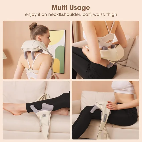 Vista 7 de Neck Shoulder Massager with Heat, Cordless Shiatsu Deep Tissue Kneading Massage Pillow for Pain Relief, for Neck, Back, and Leg, Gifts for Men Women