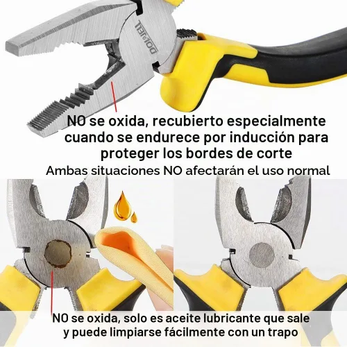 Vista 4 de DOWELL Alicates de Liniero - Alicates Combinados con Cortador de 6 Pulgadas, Construcción de Acero al Cromo Níquel de Servicio Pesado y Mango