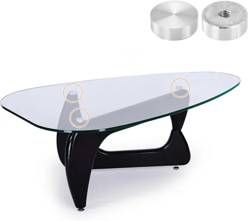 Vista 4 de uxcell M6 Rosca 0.787 in de diámetro de forma redonda de aluminio disco hardware 1pcs, aluminio círculo disco vidrio adaptador superior para mesa