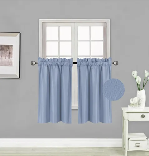Vista 5 de Elegant Home - Cortina de 2 paneles para ventanas, aislante, panel corto, 28 pulgadas de ancho x 36 pulgadas de largo, cada una para cocina, baño