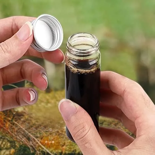 Vista 7 de TOBWOLF Tarros de vidrio para especias, 12 recipientes de 50 ml / 1.7 oz Frascos de vidrio de repuesto con tapa de aluminio