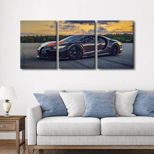 Vista 127 de Arte de pared de auto deportivo rojo para sala de estar, arte de pared de lienzo de súper auto genial, imágenes pósters, 3 piezas, arte moderno