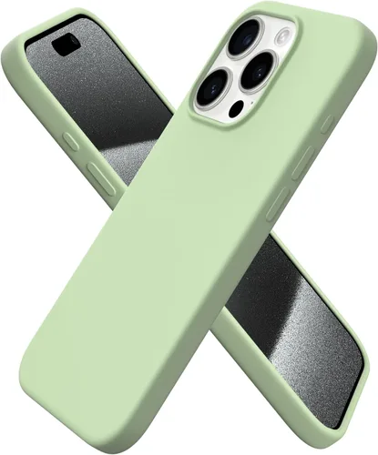 Vista 27 de ORNARTO Funda compatible con iPhone 15 Pro de 6.1 pulgadas, silicona líquida de 3 capas cubierta completa de goma de gel suave, funda protectora