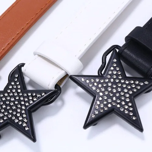 Vista 4 de CYee Y2K - Cinturón de cuero con hebilla de estrella, accesorios para mujer, estilo punk, indie, con ojales, para mujer