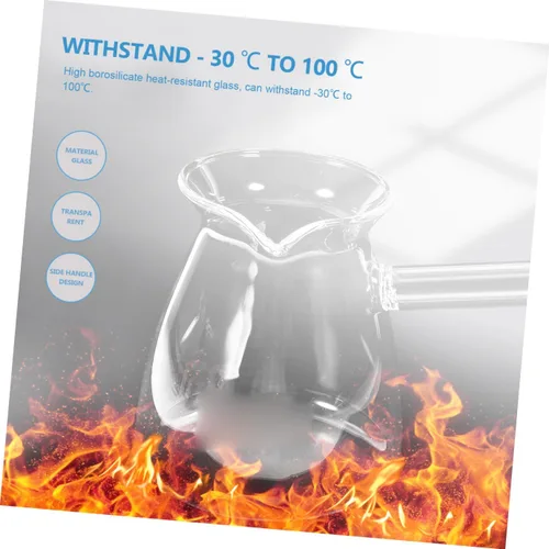 Vista 5 de 1pc espesado de vidrio tetera inducción hervir y olla mango borosilicato café y lado د الال esmalte de café turco turco vidrio transparente