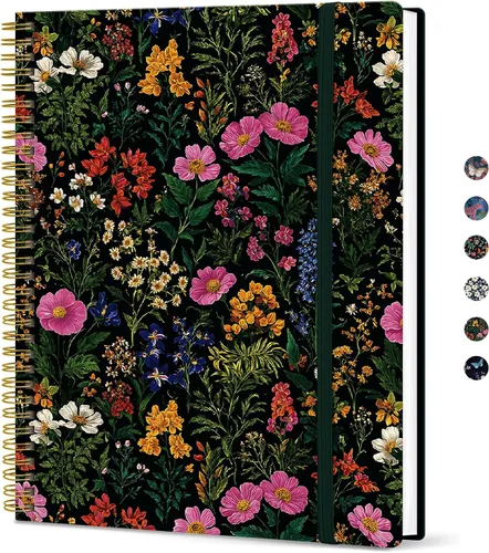 Vista 17 de Taja Diario Grande con Líneas en Espiral para Mujeres, Cuadernos de 8.5" x 11" para Trabajo con Rayado Universitario, Cuadernos A4 Estéticos Bonitos