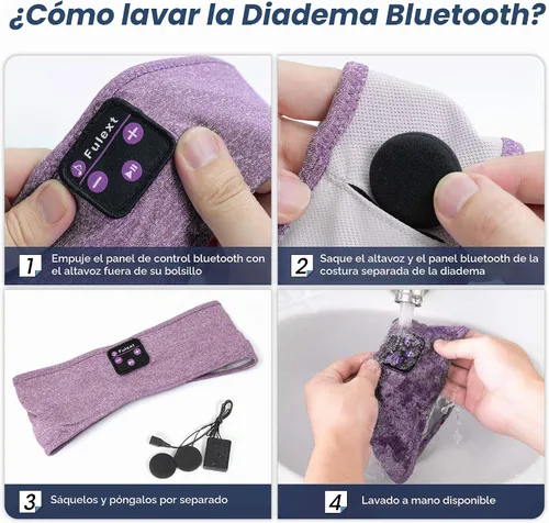 Vista 14 de Auriculares deportivos Bluetooth para dormir, diadema deportiva inalámbrica con altavoces estéreo HD ultrafinos perfectos para entrenamiento Púrpura