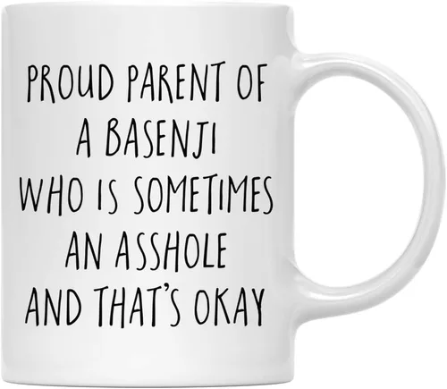 Vista 129 de Andaz Press Funny Dog - Taza de café de 11 onzas, regalo de broma, orgulloso padre de un afenpinscher que es a veces un gilipollas y eso está bien