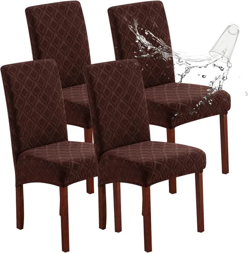 Vista 58 de Genina Juego de 4 fundas 100 % impermeables para sillas de comedor grandes, fundas protectoras elásticas para sillas Parson para el hogar