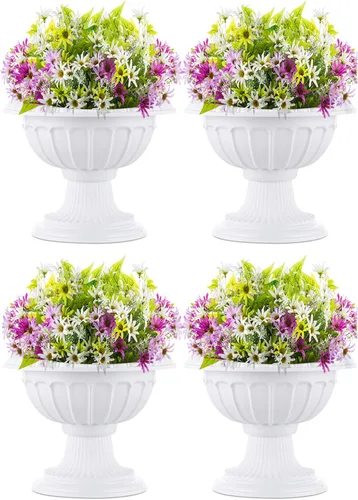 Vista 13 de NUPTIO Urn Planters for Front Porch: 19.7 Inch Set of 2 Black Pedestal Pots