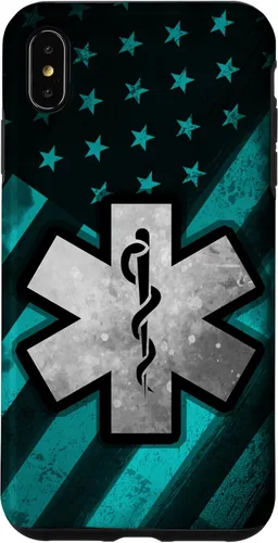 Vista 11 de Funda para iPhone 16 EMT EMS Paramédico Azul Turquesa USA Bandera Americana