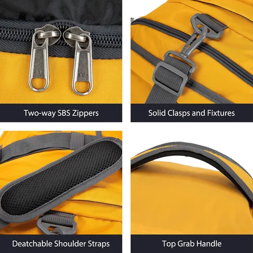 Vista 3 de Ubon Bolsa de lona grande para fines de semana con compartimentos para zapatos, mochila deportiva de 4 vías para gimnasio con correas acolchadas