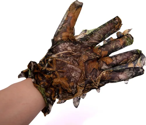 Vista 8 de Ginsco Ghillie Suit - Juego de guantes de máscara de cara completa, traje de camuflaje frondoso 3D para hombres, fotografía de caza al aire libre