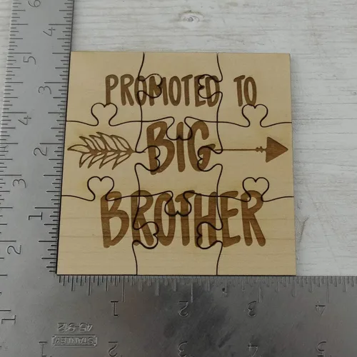 Vista 5 de Promoted to Big Brother - Rompecabezas de madera de tilo cuadrada de 9 piezas, anuncio de embarazo para hijo