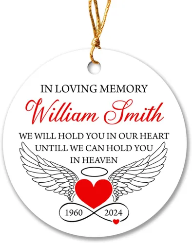 Vista 21 de Adorno de Navidad conmemorativo personalizado para mascotas, perros y gatos, A Piece of My Heart is at Rainbow Bridge, adorno de Navidad con nombre