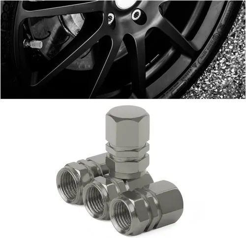 Vista 28 de Osilly Tapones de válvula de vástago de neumático de automóvil, 4 piezas de cubiertas de vástago de válvula de aleación de aluminio, resistentes a