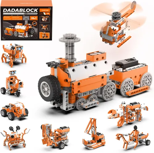 Vista 9 de Kit de construcción de robot 36 en 1, juego de bloques de codificación STEM para arañazos y pitones con controlador y sensores ESP32, regalo