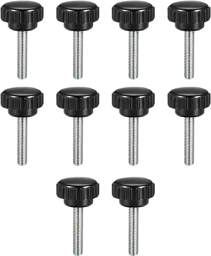 Vista 10 de uxcell Perillas de sujeción moleteadas con rosca métrica macho M4 x 1.969 in, tornillo de agarre para pulgar, perno de mango de sujeción manual