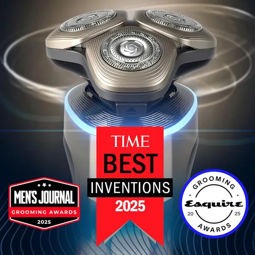 Vista 2 de Philips Norelco Shaver i9000 Prestige Ultra, afeitadora eléctrica en seco y húmedo, tinta negra, tecnología SenseIQ Pro, sistema de triple elevación