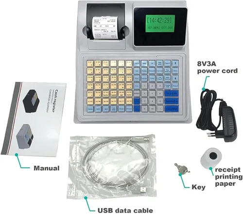 Vista 6 de Caja registradora Sistema electrónico Pos Caja registradora Teclado plano e impresora térmica Digital LED Caja registradora para supermercado