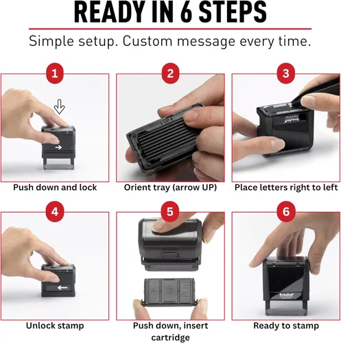 Vista 3 de Trodat Printy 4912 Autoentintado Hazlo tú mismo (DIY) Kit de sellos personalizados de 4 líneas para mensajes o direcciones con tinta negra