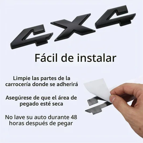 Vista 4 de Adhesivo para emblema de 4 x 4, calcomanía para guardabarros 3D Negro