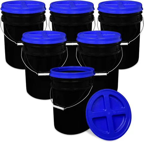 Vista 48 de ePackageSupply - Cubo de 5 galones, grado alimenticio, sin BPA, color negro y negro, 1 unidad Negro/Negro