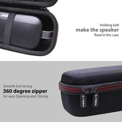 Vista 6 de LTGEM - Funda rígida compatible con Bose SoundLink Flex 2ª generación/SoundLink Flex altavoz portátil Bluetooth, negro (solo funda)