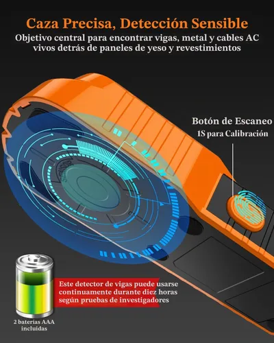 Vista 3 de Escáner de pared 6 en 1, herramienta de escáner de pared mejorada para detectar paneles de yeso, cables de CA de metal de madera con sensor