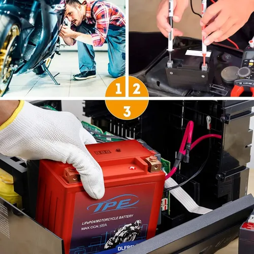 Vista 7 de TPE - Batería de litio de 12V para motocicletas YTX5L-BS 3AH 300CCA con BMS inteligente y pantalla LCD LiFePO4, batería de arranque