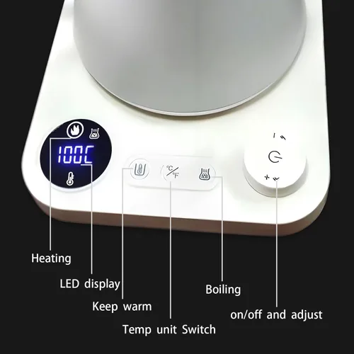 Vista 6 de Hervidor eléctrico digital inteligente con control de temperatura variable, interior de acero inoxidable, hervidor eléctrico de cuello de cisne